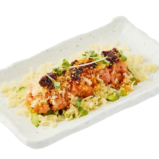 Spicy Tuna Avocado with Crispy Garlic Chili Oil*.